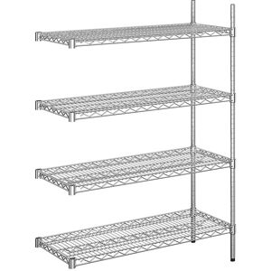 kaiserkraft Stahldraht-Gitterregal, verchromt, Fachlast 250 kg, BxT 910 x 460 mm, Anbauregal, Höhe 1370 mm, 4 Fachböden