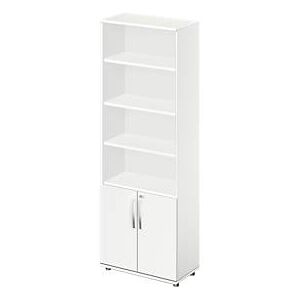 Schäfer Shop Select Kombischrank LOGIN, oben 4 Regale, unten 2 Ordnerhöhen mit Türen, B 800 x T 420 x H 2240 mm, weiss/weiss