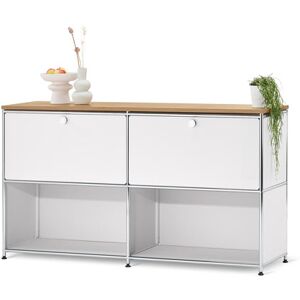 Sideboard Metall »CN3« mit Holzplatte und versetzbaren Klappenfächern - Tchibo - Braun Aluminium Matt  unisex