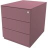 BISLEY Rollcontainer Note™, mit 3 Universalschubladen, HxBxT 502 x 420 x 565 mm, mit Griffleiste und Top, pink