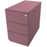 BISLEY Rollcontainer Note™, mit 3 Universalschubladen, HxBxT 502 x 300 x 565 mm, mit Griffleiste und Top, pink