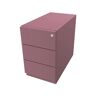 BISLEY Rollcontainer Note™, mit 3 Universalschubladen, HxBxT 495 x 300 x 565 mm, mit Griffleiste, pink