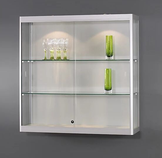 Wandvitrine, LED-Beleuchtung BxTxH 1000 x 300 x 1000 mm, 2 x 7 W Leuchtkopf-Ø 50 mm