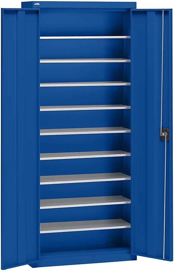 EUROKRAFTpro Materialschrank aus Stahlblech Höhe 1575 mm enzianblau RAL 5010, 9 Böden