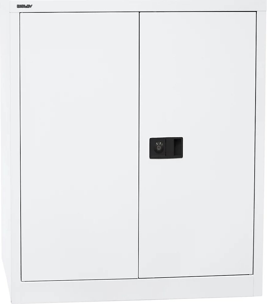 BISLEY UNIVERSAL Flügeltürenschrank HxBxT 1000 x 914 x 400 mm, 1 Fachboden, 2 Ordnerhöhen verkehrsweiß