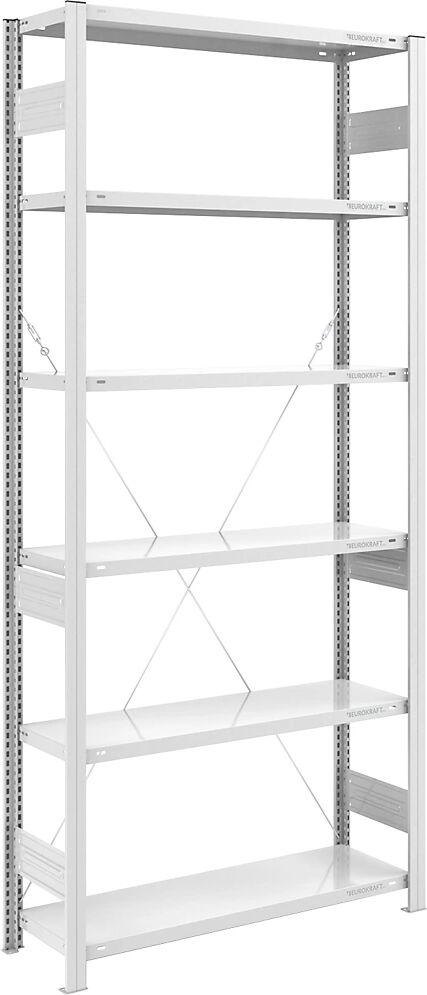 EUROKRAFTpro Lager-Steckregal, RAL 7035, Bauart mittelschwer Regalhöhe 2500 mm Grundregal, Breite x Tiefe 1000 x 400 mm