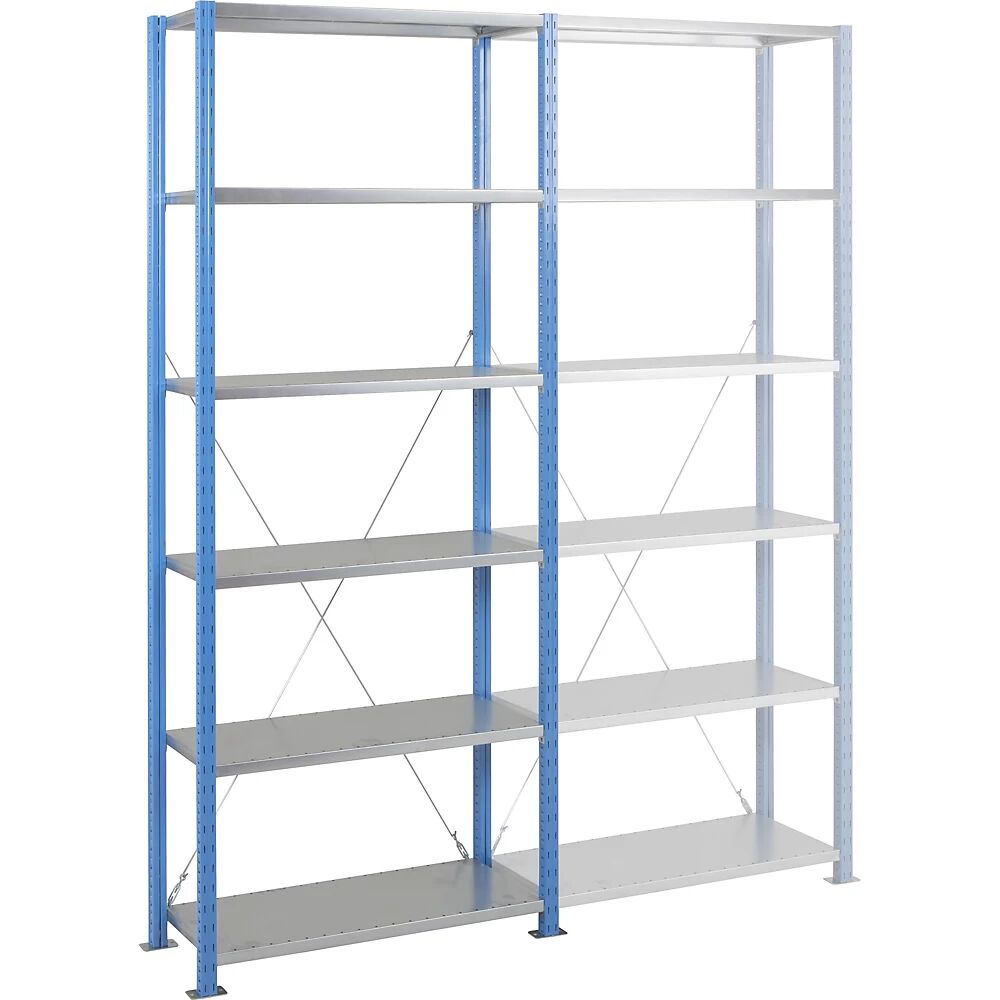 Schnellbau-Schwerlast-Steckregal Fachboden-BxT 1000 x 600 mm, Fachlast 310 kg Grundregal, Höhe 2500 mm, 6 Fachböden