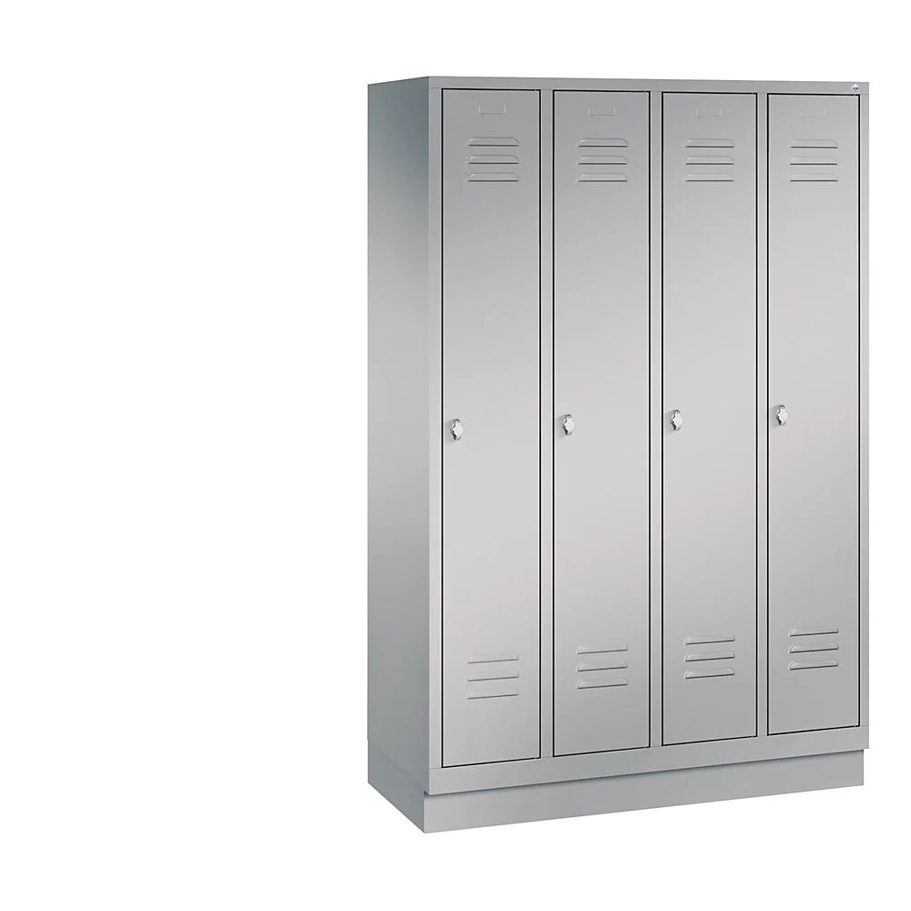 C+P CLASSIC Garderobenschrank mit Sockel 4 Abteile, Abteilbreite 300 mm weißaluminium