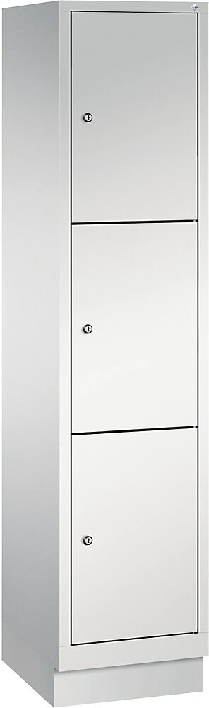 C+P CLASSIC Fächerschrank mit Sockel 1 Abteil, 3 Fächer, Abteilbreite 400 mm lichtgrau