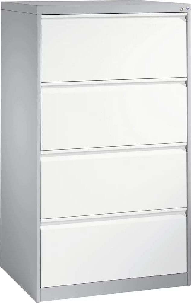 C+P Karteikartenschrank ACURADO 2-bahnig, 4 Schübe weißaluminium / verkehrsweiß