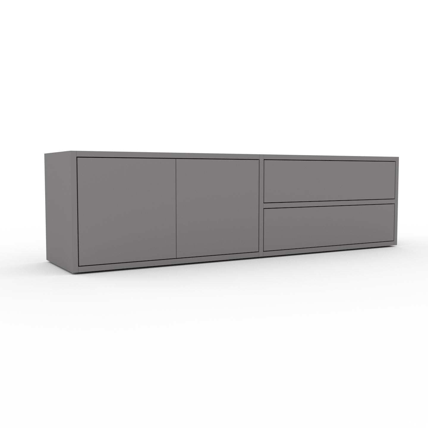 MYCS Lowboard Grau - TV-Board: Schubladen in Grau & Türen in Grau - Hochwertige Materialien - 152 x 41 x 35 cm, Komplett anpassbar