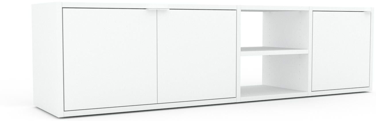 MYCS Lowboard Weiß - Designer-TV-Board: Türen in Weiß - Hochwertige Materialien - 154 x 41 x 35 cm, Komplett anpassbar