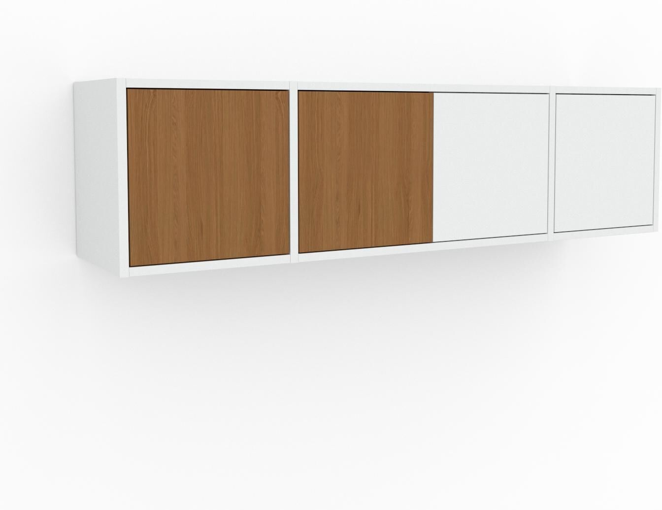 MYCS Hängeschrank Weiß - Moderner Wandschrank: Türen in Eiche - 154 x 41 x 35 cm, konfigurierbar