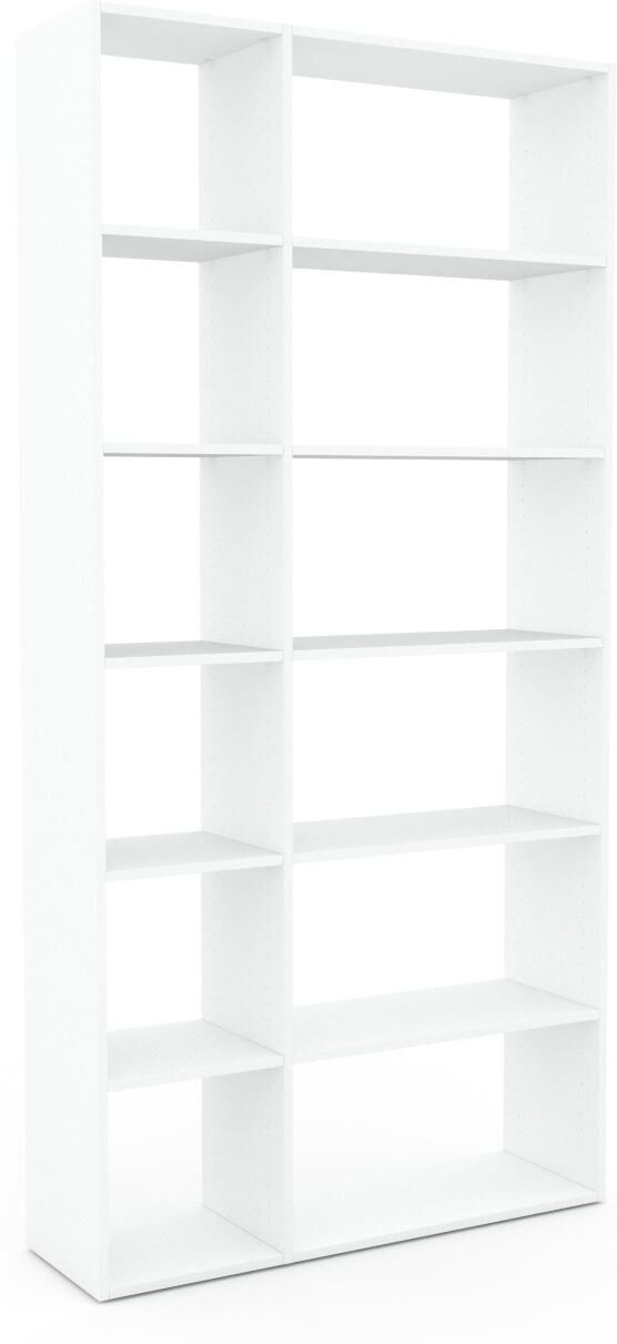 MYCS Bücherregal Weiß - Modernes Regal für Bücher: Hochwertige Qualität, einzigartiges Design - 116 x 233 x 35 cm, Individuell konfigurierbar