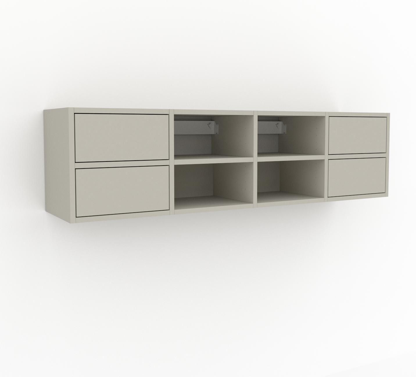 MYCS Hängeschrank Taupe - Moderner Wandschrank: Schubladen in Taupe - 156 x 41 x 35 cm, konfigurierbar