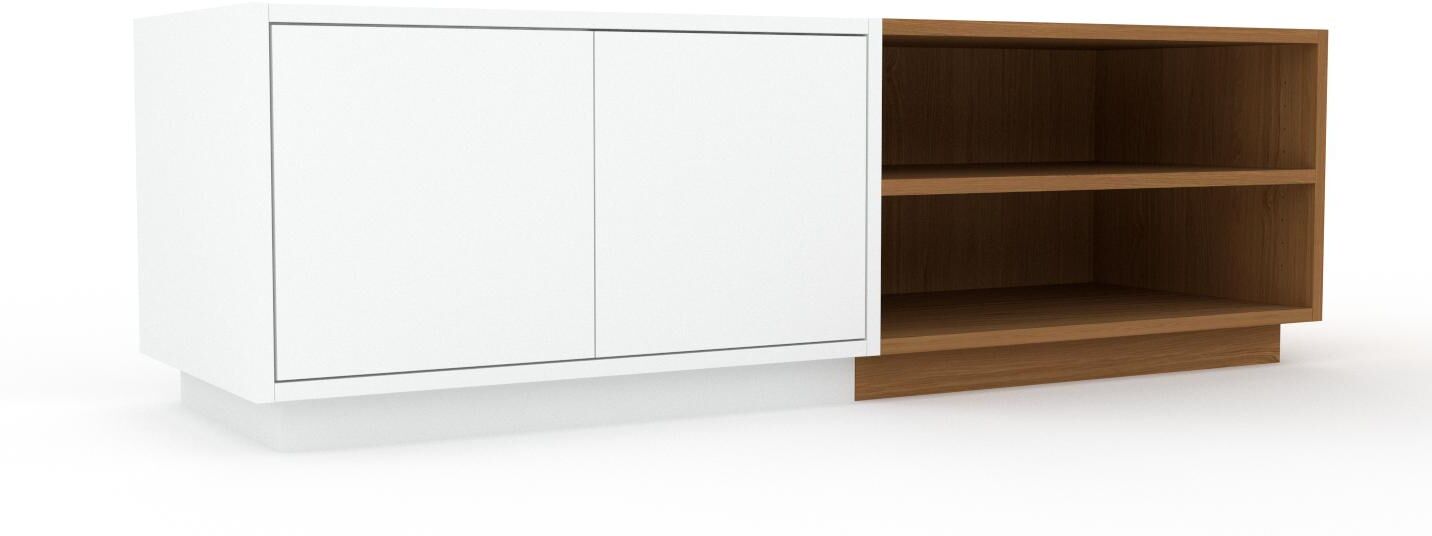 MYCS TV-Schrank Weiß - Moderner Fernsehschrank: Türen in Weiß - 152 x 47 x 47 cm, konfigurierbar