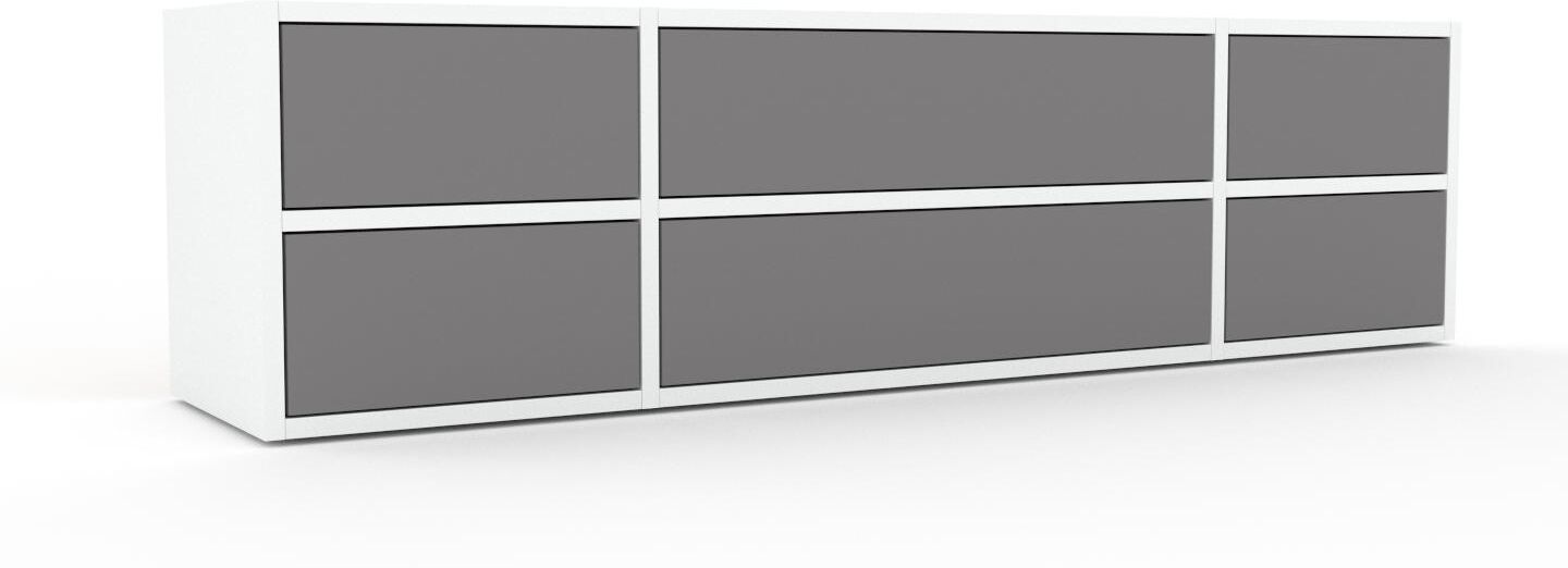 MYCS Lowboard Grau - Designer-TV-Board: Schubladen in Grau - Hochwertige Materialien - 154 x 41 x 35 cm, Komplett anpassbar