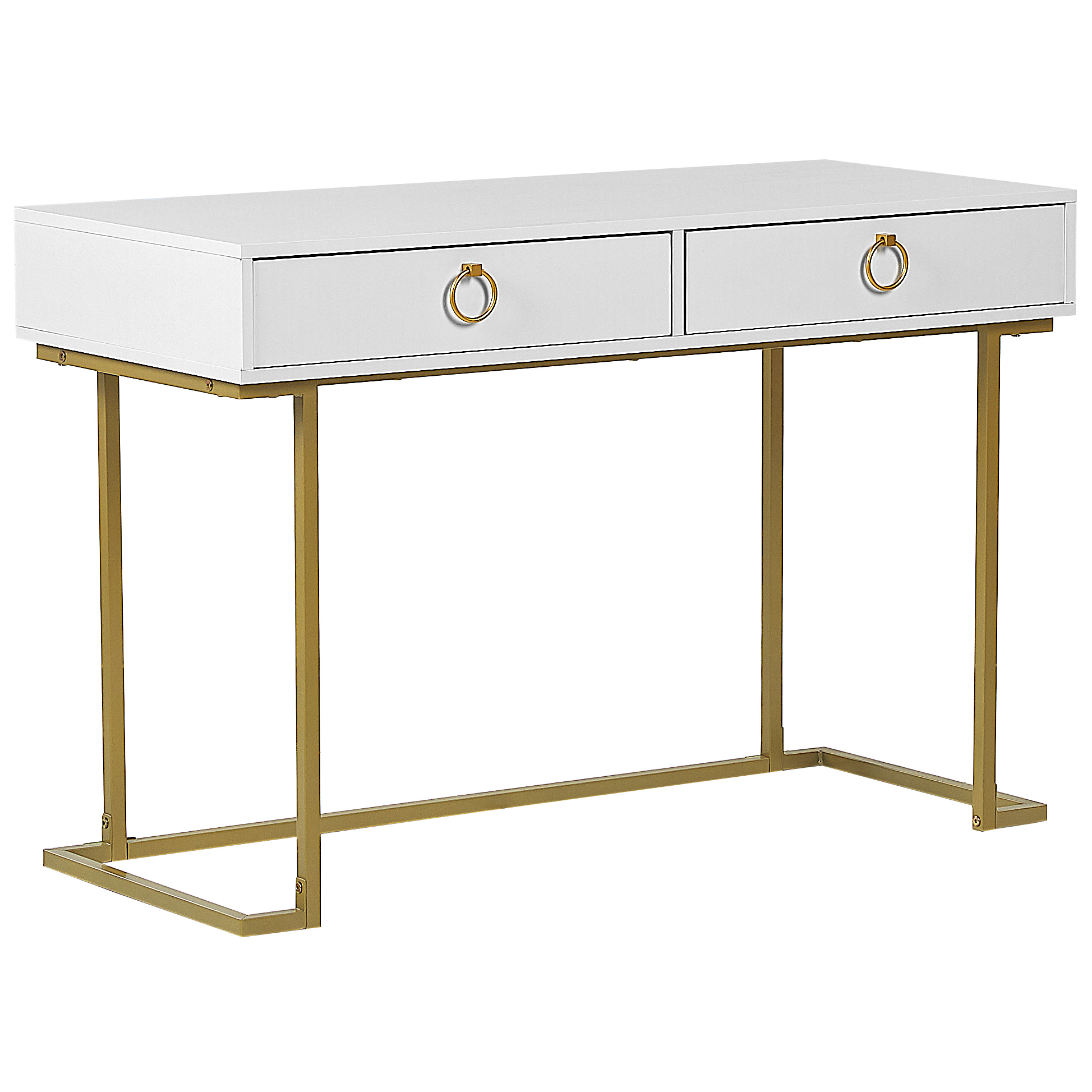 Beliani Konzolový stolek s 2 zásuvkami bílo zlatý WESTPORT