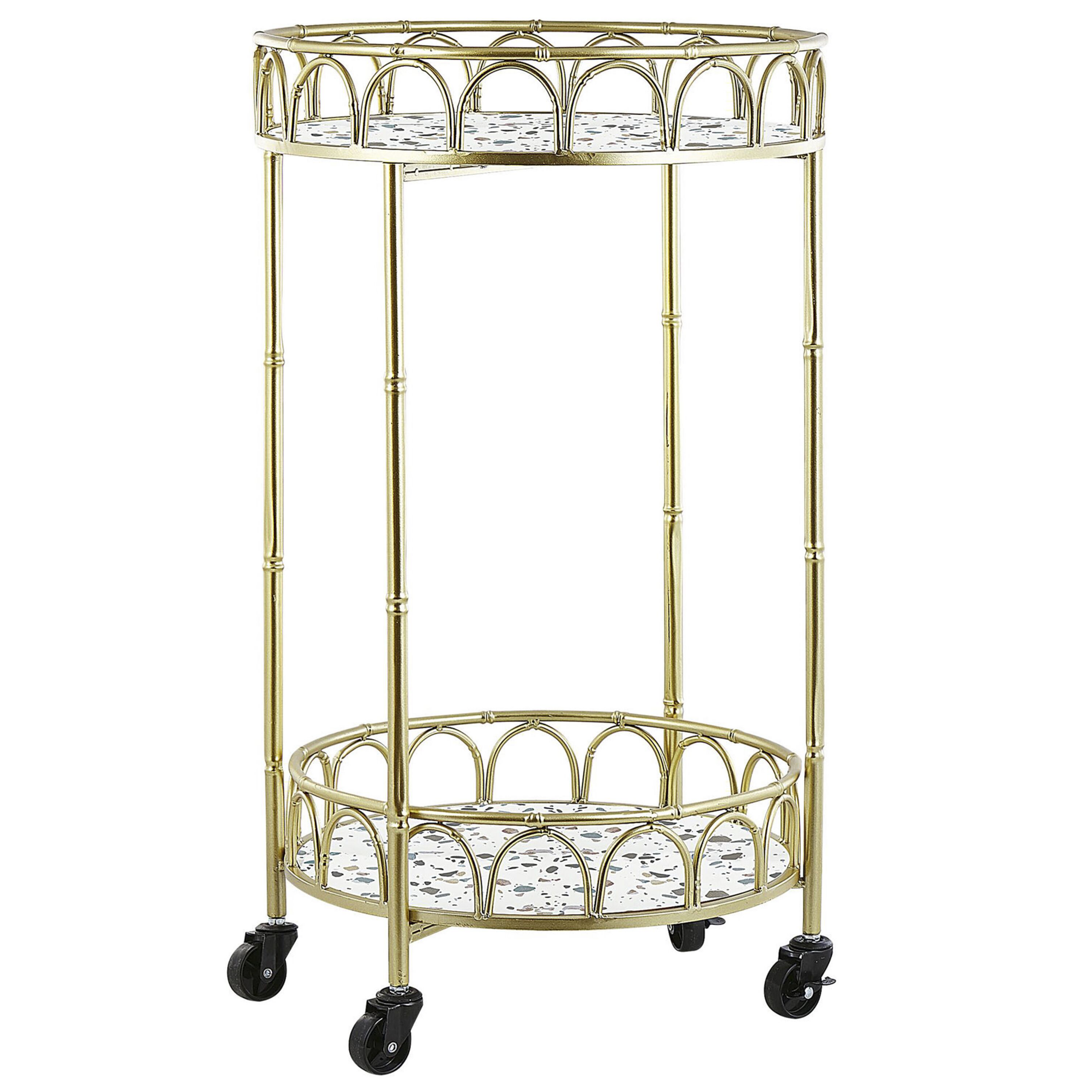 Beliani Zlatý kuchyňský vozík s teracovým efektem SHAFTER