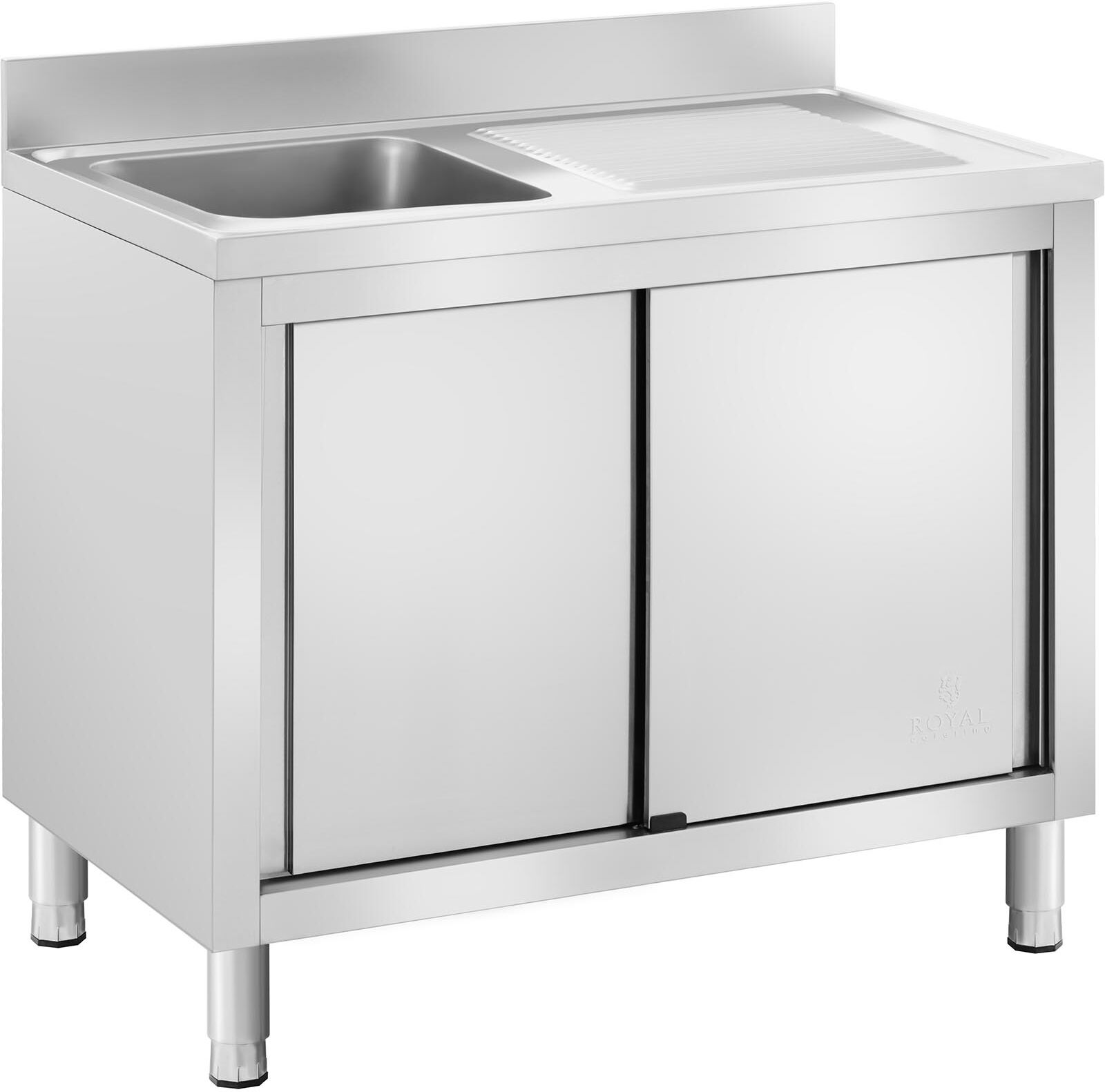 Royal Catering Dřezová skříň - 1 dřez - Royal Catering - ušlechtilá ocel - 400 x 400 x 240 mm RC-IKS11