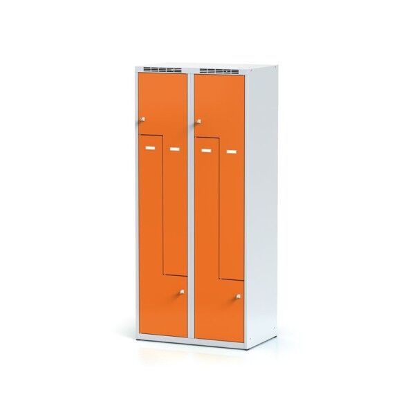 Alfa 3 Kovová šatní skříňka z, oranžové dveře, otočný zámek