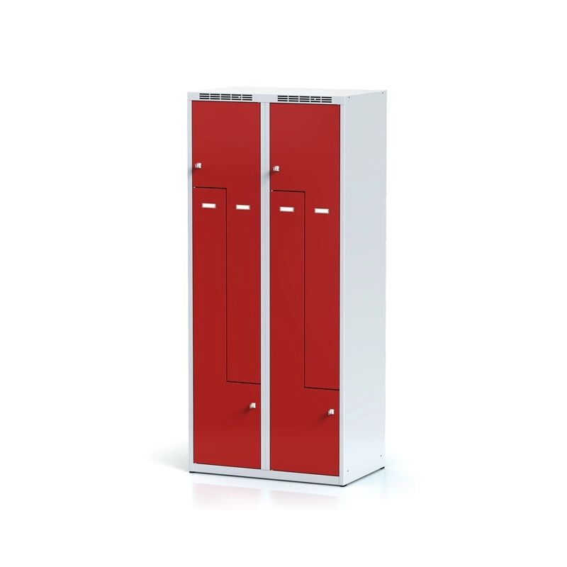 Alfa 3 Kovová šatní skříňka z, červené dveře, otočný zámek