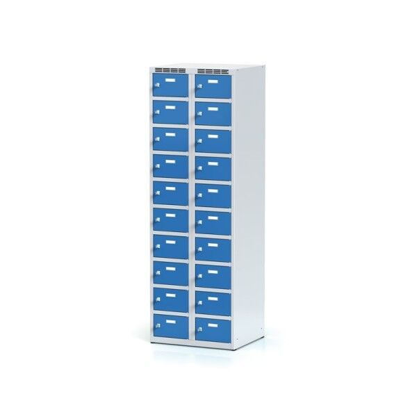 Alfa 3 Skříňka s boxy, 20 boxů, modré dveře, cylindrický zámek