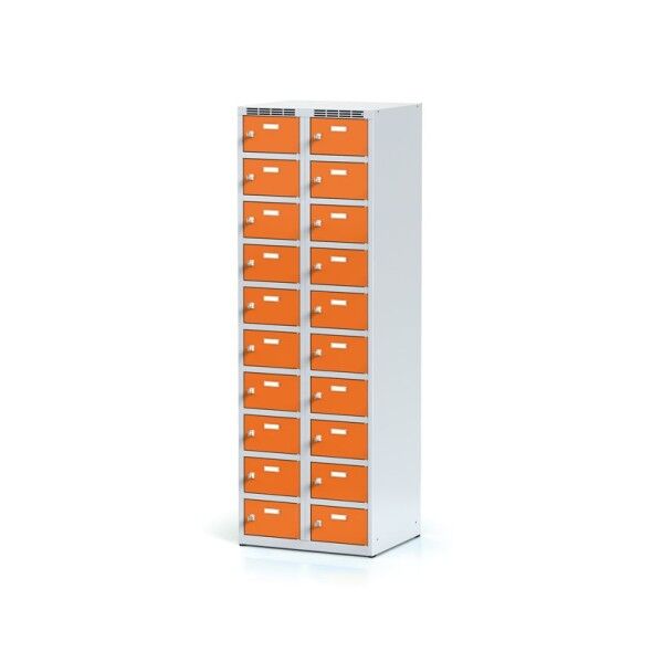 Alfa 3 Skříňka s boxy, 20 boxů, oranžové dveře, cylindrický zámek