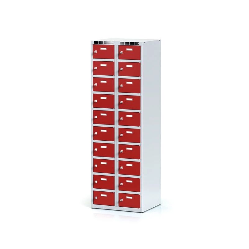 Alfa 3 Skříňka s boxy, 20 boxů, červené dveře, otočný zámek