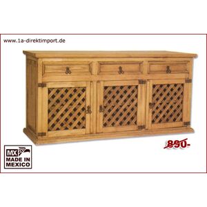 1a Direktimport Original Mexico Sideboard - 3 Gittertüren, Pinie massiv