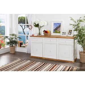 1a Direktimport Landhausstil Sideboard MEXICO - 3 Türen 3 Schübe - weiß natur - Pinie