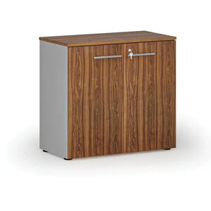 B2B Partner Büroschrank mit Tür PRIMO GRAY, 740 x 800 x 420 mm, grau/Nussbaum