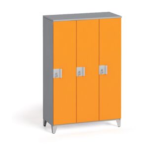 B2B Partner Dreiteiliger Kleiderschrank 1400 x 900 x 400 mm, grau/orange
