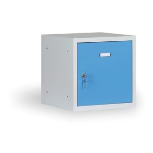 Alfa 3 Einzelschließfach aus Metall mit abschließbarem Kasten 400 x 400 x 400 mm, blaue Tür, Zylinderschloss