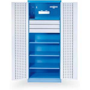 GÜDE Metall-Werkstatt-Werkzeugschrank, 4 Fachböden, 3 Schubladen, verschweißt, Tragkraft 60 kg, 780 x 580 x 1920 mm