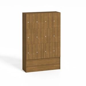B2B Partner Holz-Schließfachschrank mit Aufbewahrungsboxen, 12 Boxen, Nussbaum
