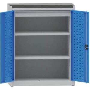 KOVONA Werkstatt-Werkzeugschrank aus Metall, 2 Fachböden, 1 Schublade, geschweißt, Tragkraft 50 kg, 950 x 500 x 1170 mm