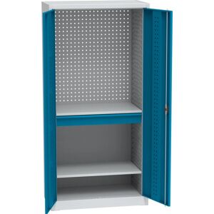 KOVOS Regal-Werkzeugschrank, Lochblech, 2 Fachböden, 1 Schublade, 950 x 500 x 1950 mm