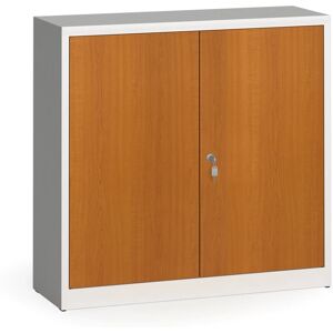 Alfa 3 Metallschrank, Aktenschrank mit lamin. Türen, 1150 x 1200 x 400 mm, RAL 7035/Kirschbaum