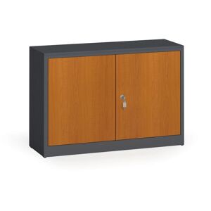 Alfa 3 Metallschrank, Aktenschrank mit lamin. Türen, 800 x 1200 x 400 mm, RAL 7016/Kirschbaum