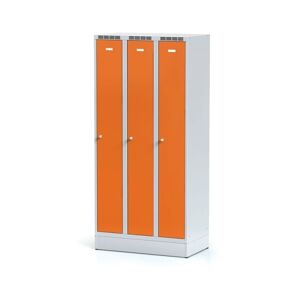 Alfa 3 Metallspind, 3-teilig auf Sockel, orange Tür, Drehriegelschloss