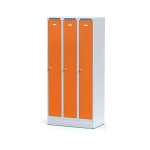 Alfa 3 Metallspind, 3-teilig auf Sockel, orange Tür, Zylinderschloss