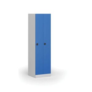 B2B Partner Metallspind, schmal, 2-türig, 1850 x 500 x 500 mm, Codeschloss, blaue Tür