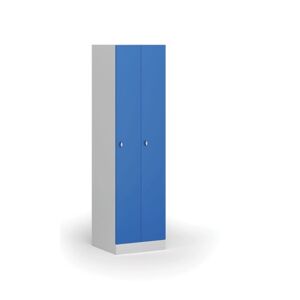 B2B Partner Metallspind, schmal, 2-türig, 1850 x 500 x 500 mm, Drehverschluss, blaue Tür