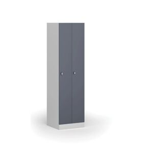 B2B Partner Metallspind, schmal, 2-türig, 1850 x 500 x 500 mm, Drehverschluss, dunkelgraue Tür