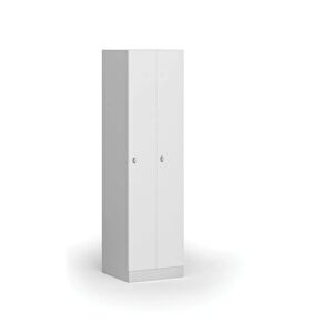 B2B Partner Metallspind, schmal, 2-türig, 1850 x 500 x 500 mm, Drehverschluss, laminierte Tür, weiß