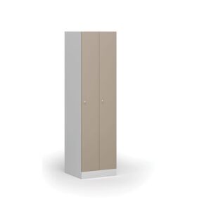 B2B Partner Metallspind, schmal, 2-türig, 1850 x 500 x 500 mm, Zylinderschloss, beige Tür