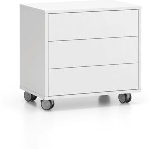 PLAN Rollcontainer, Büro-Sideboard LAYERS White, 3 Schubladen, 600 x 400 x 575 mm, weiß