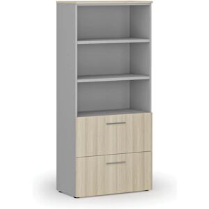 B2B Partner Schrank mit Schubladen für Hängerordner PRIMO GRAY, 1781 x 800 x 420 mm, Eiche grau/natur