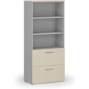 B2B Partner Schrank mit Schubladen für Hängerordner PRIMO GRAY, 1781 x 800 x 420 mm, grau/Birke